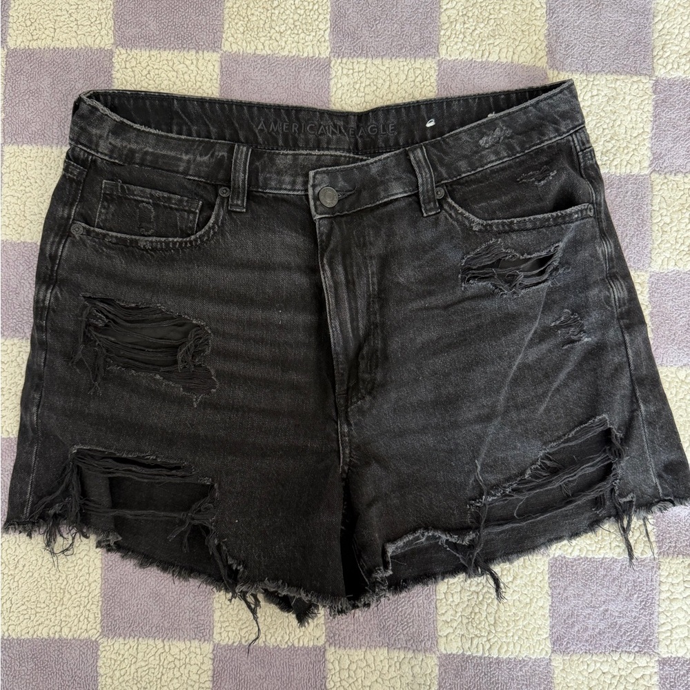American Eagle Outfitters Black Distressed Women Shorts